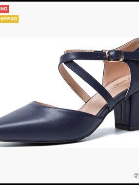 Pointed Toe Cross-Strap Block Heel Pumps Synthetic PU Suede